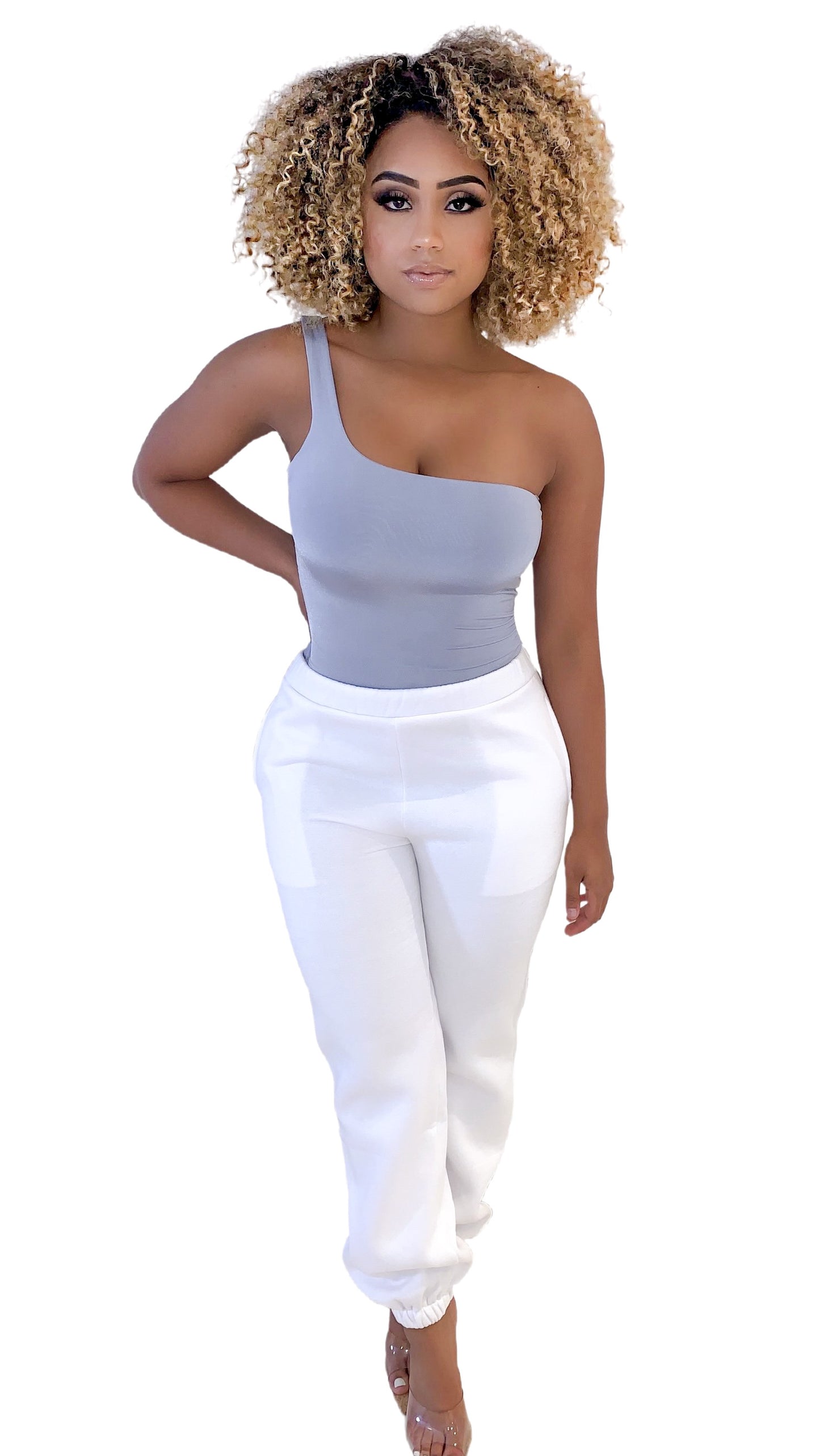 Yris One Shoulder Bodysuit - Grey/Silver