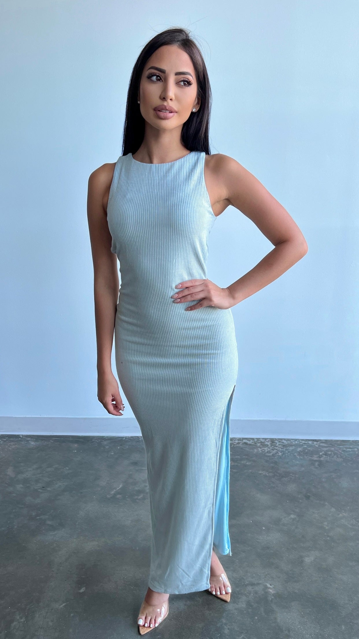 Eden Dress - Light Blue/Sage