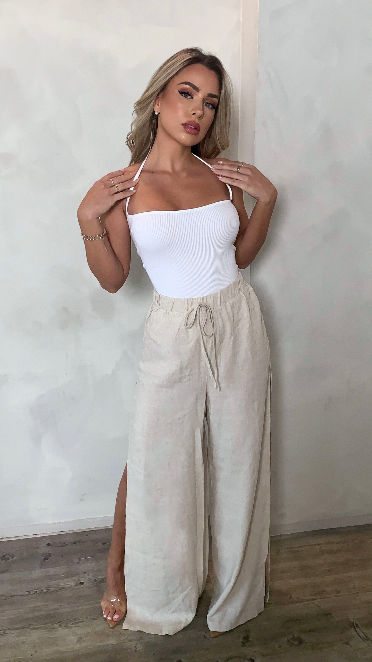Hailey Ribbed Bodysuit - White