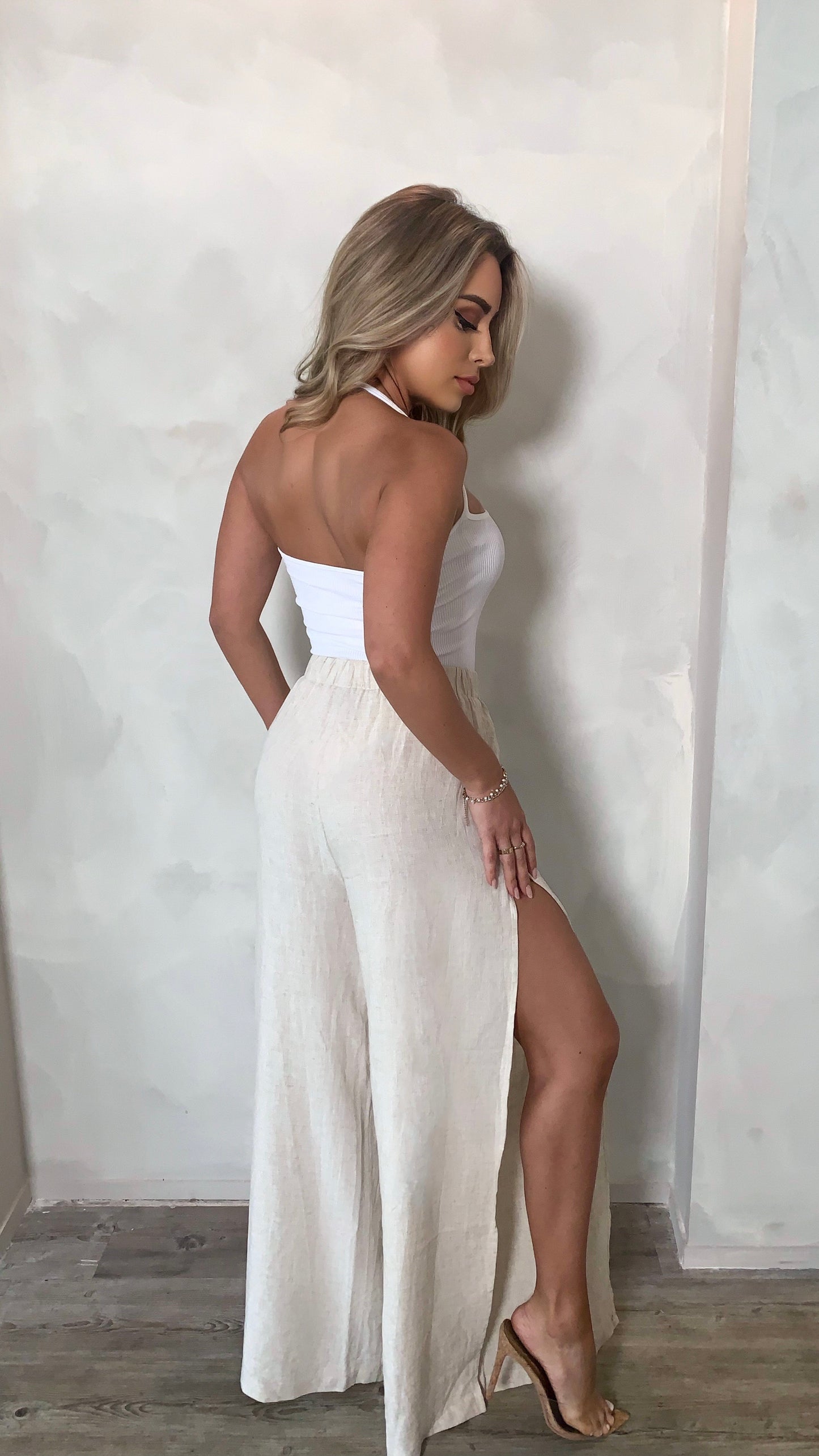 Boho Wide Leg Pant - Nude
