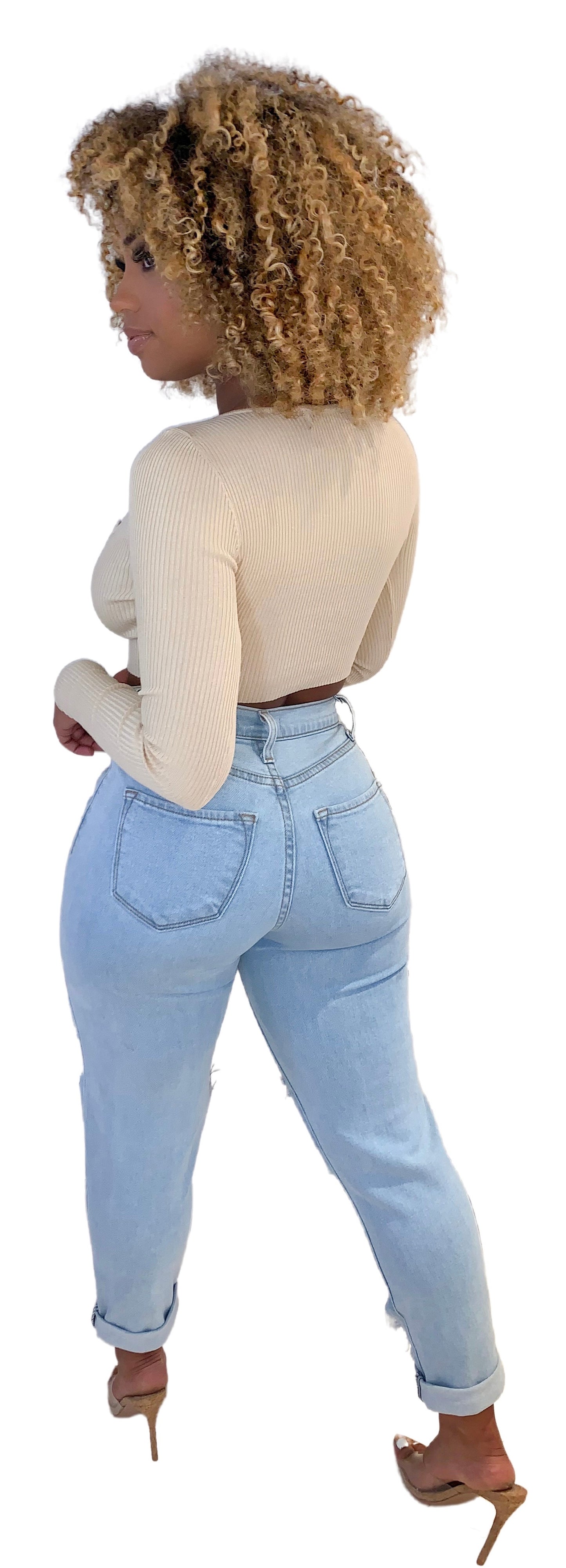 Levi Long Sleeve Crop Top - Taupe
