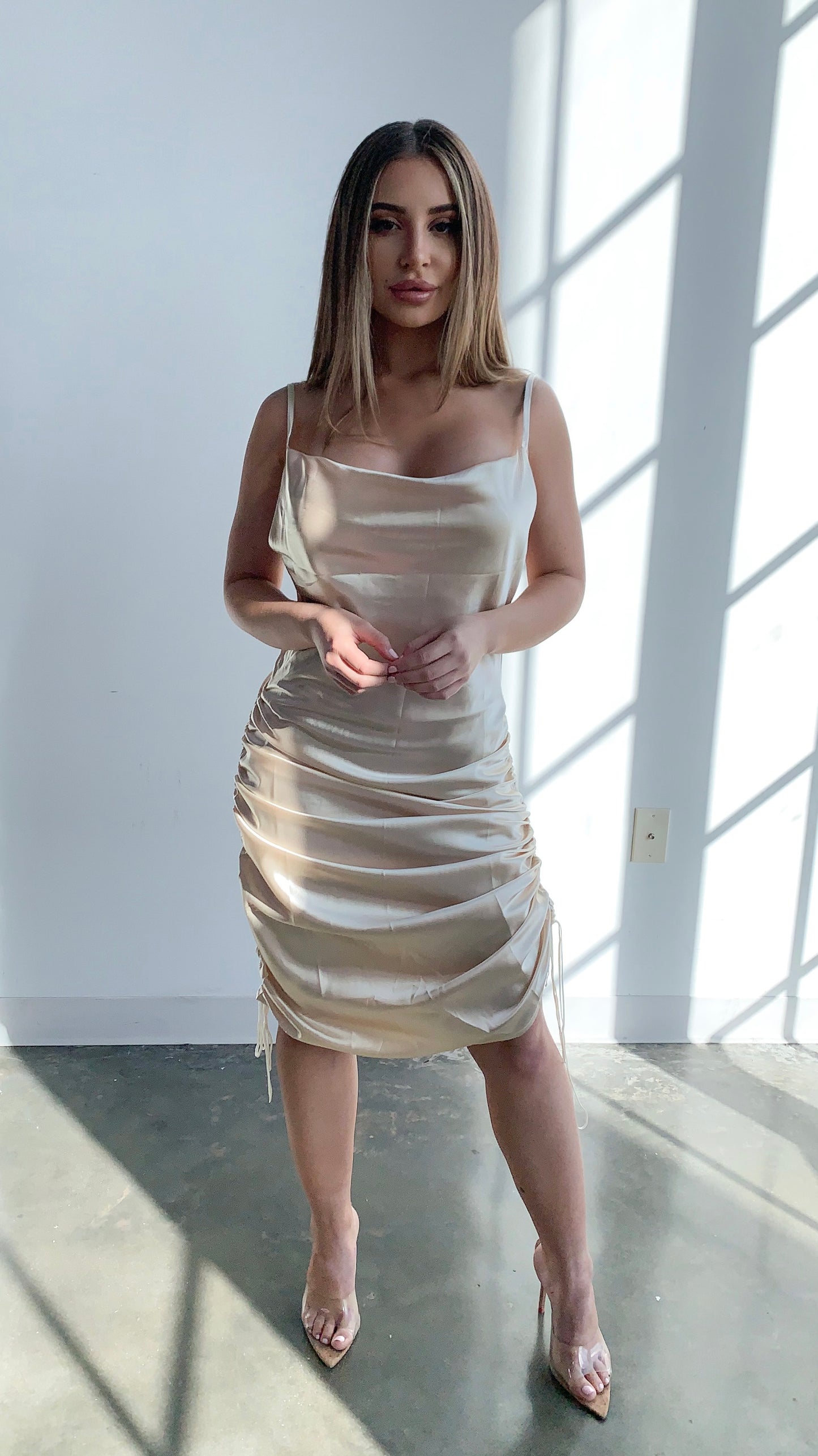 Tory Satin Dress - Cream