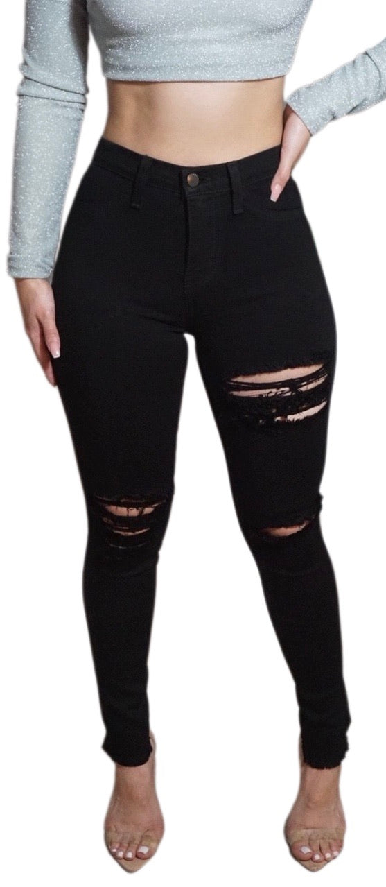 Frankie Distressed Black Jeans