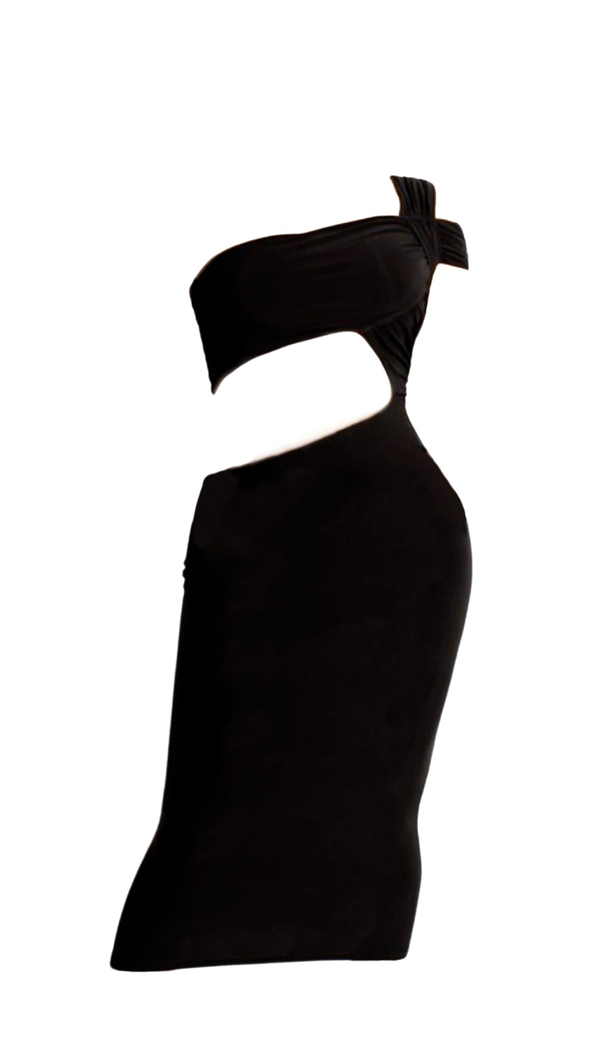 Iris One Shoulder Dress - Black