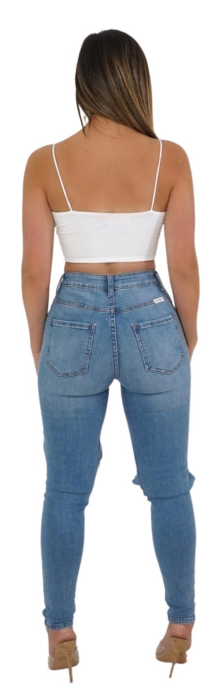 Elvis Distressed Jeans - Blue Wash