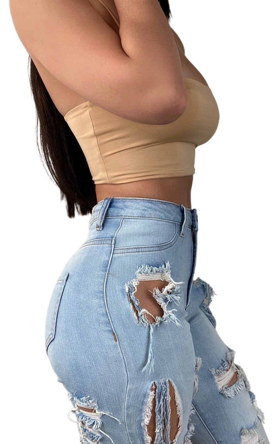 Benny Distressed Jeans - Blue Wash