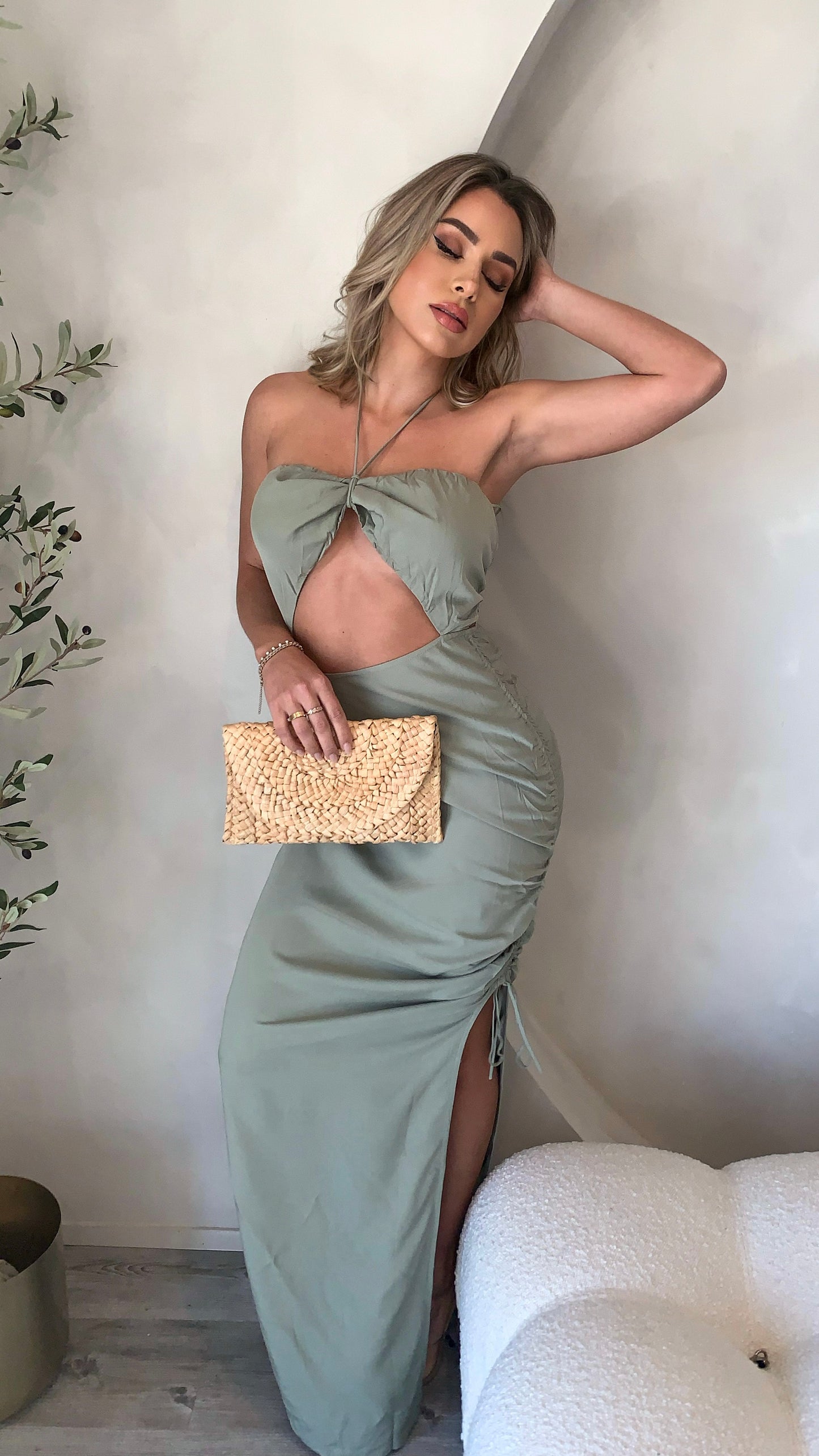Vero Drawstring Dress - Olive