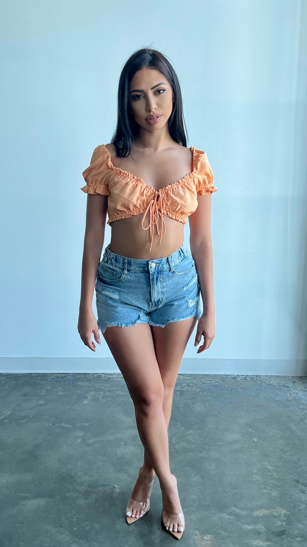 Theo Denim Shorts - Light Blue