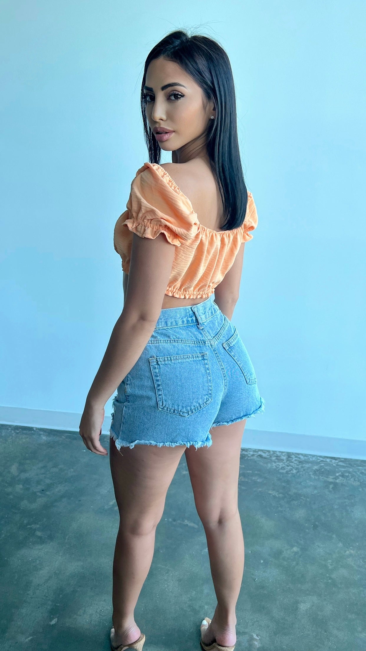 Theo Denim Shorts - Light Blue