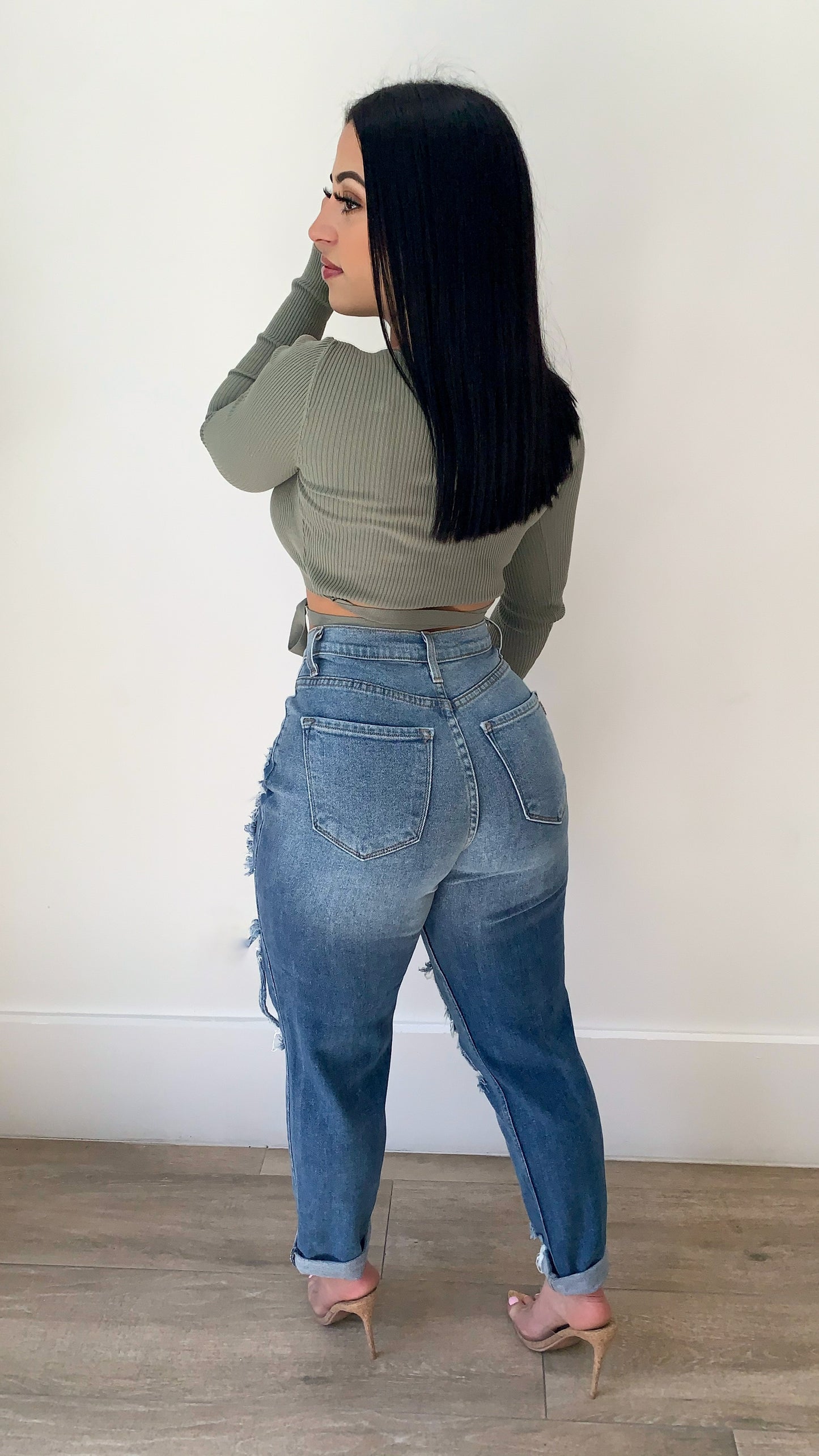 Levi Wrap Around Crop Top - Sage