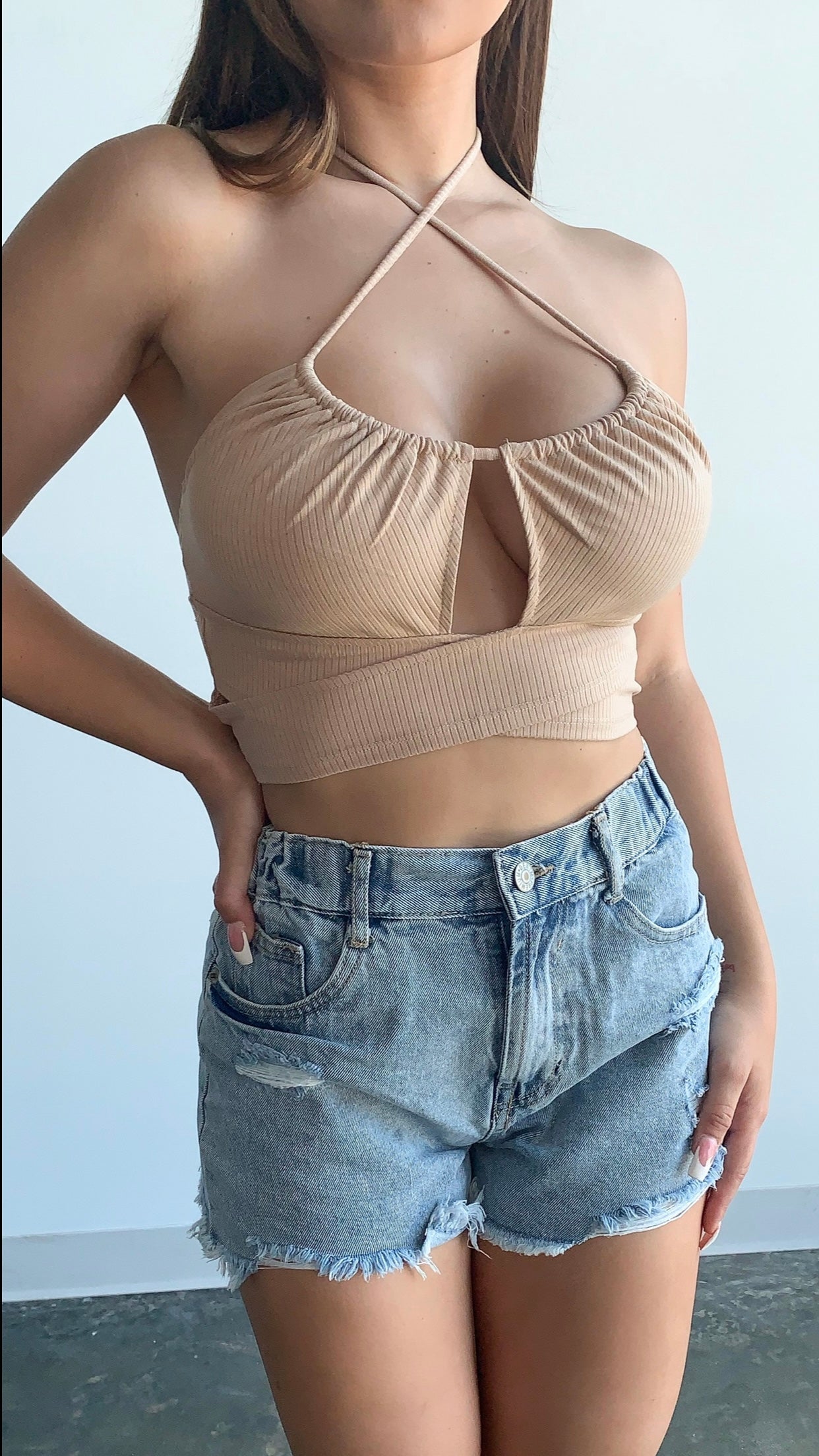 Adele Halter Top - Nude