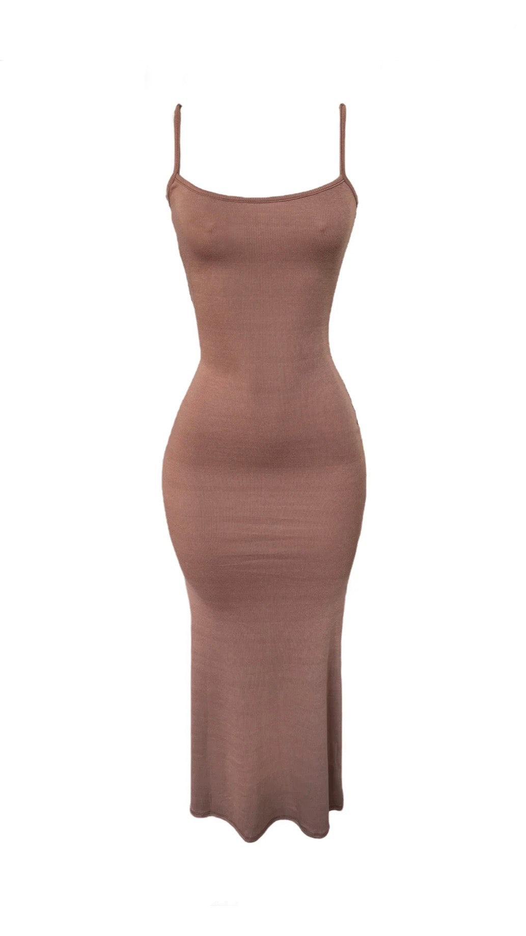 BARE Ribbed Slip Dress - Nude