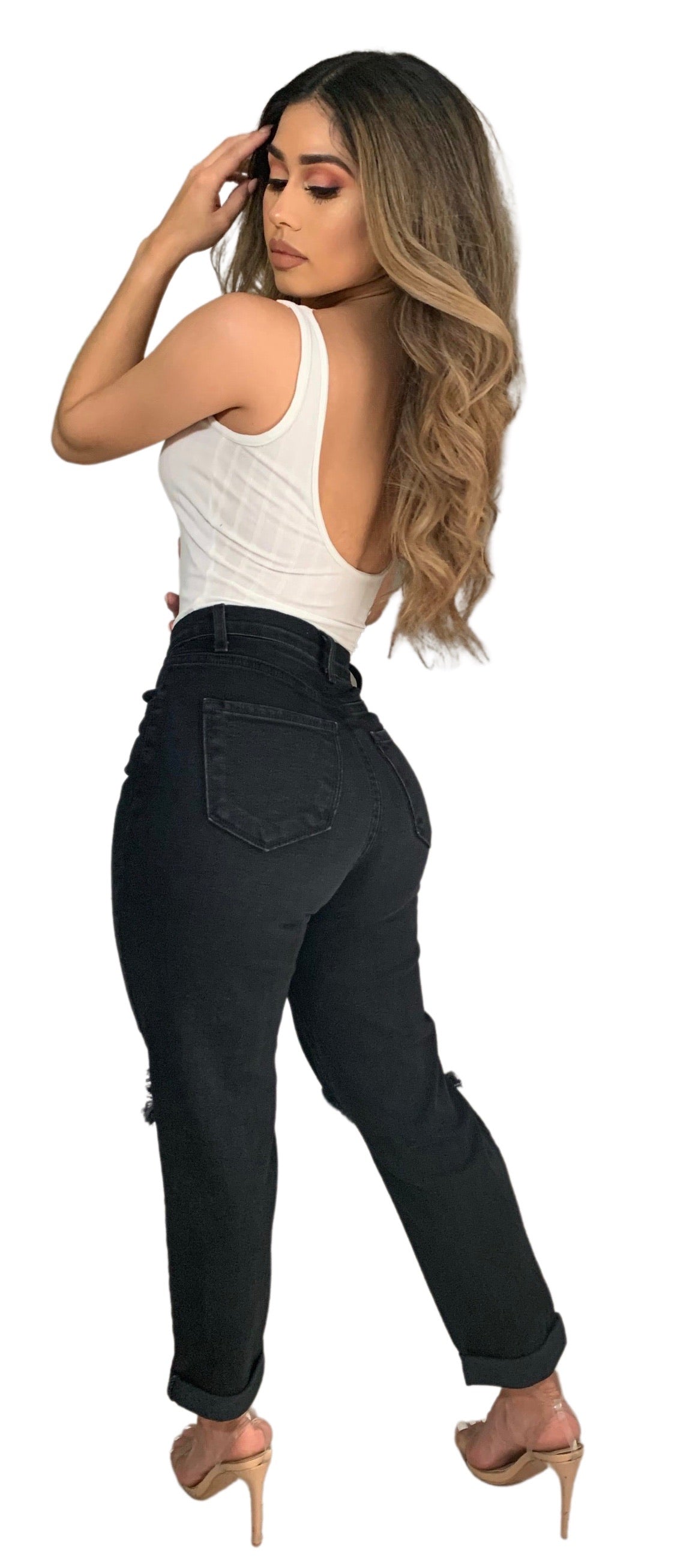 Sophia High Rise Mom Jeans - Black