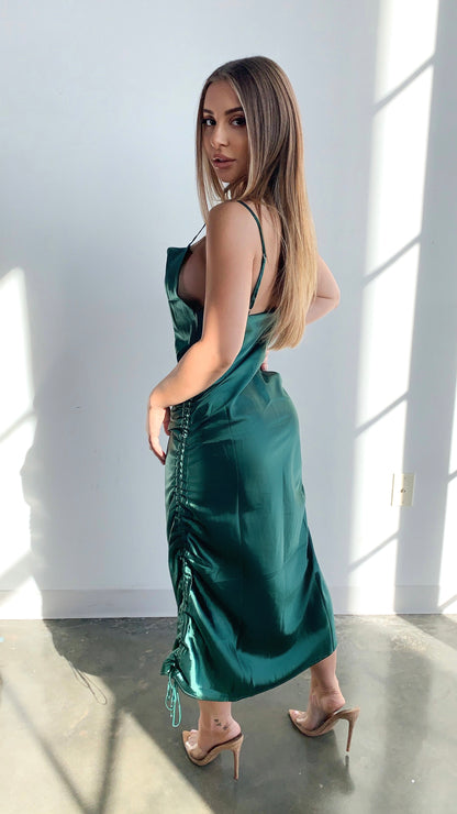 Tory Satin Dress - Emerald