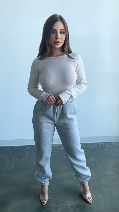 Jenna Long Sleeve Bodysuit  - Cream