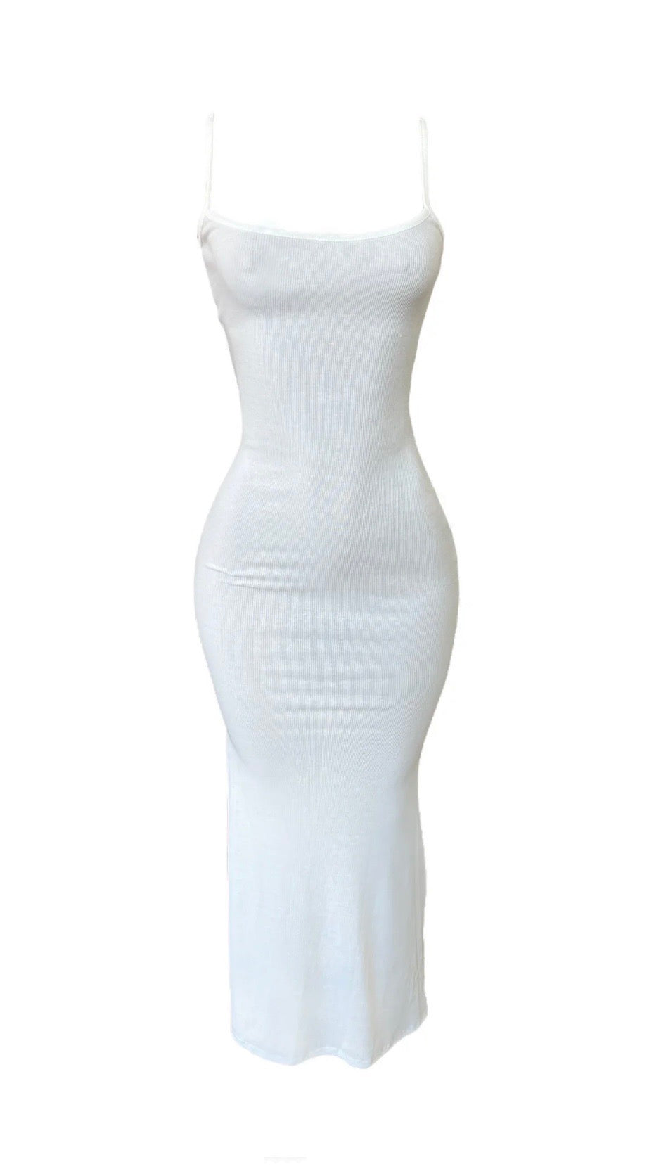 BARE Ribbed Slip Dress - White