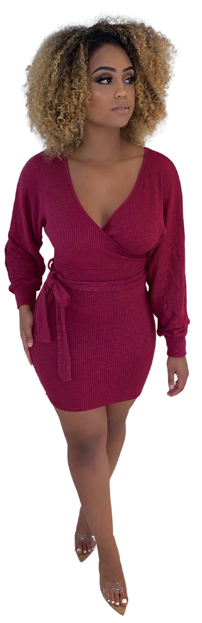 Dani Sweater Dress - Burgundy