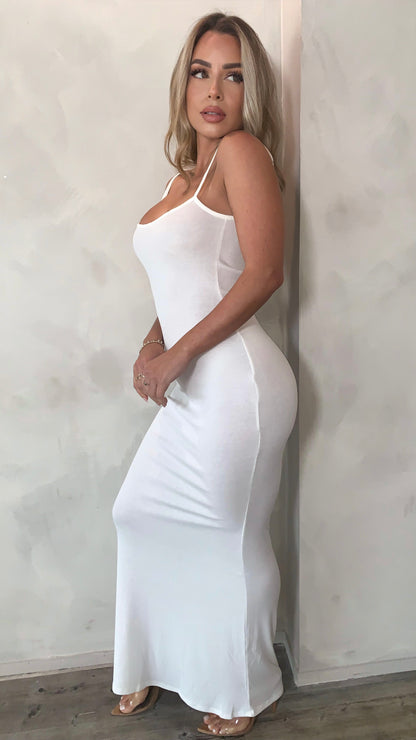 BARE Ribbed Slip Dress - White